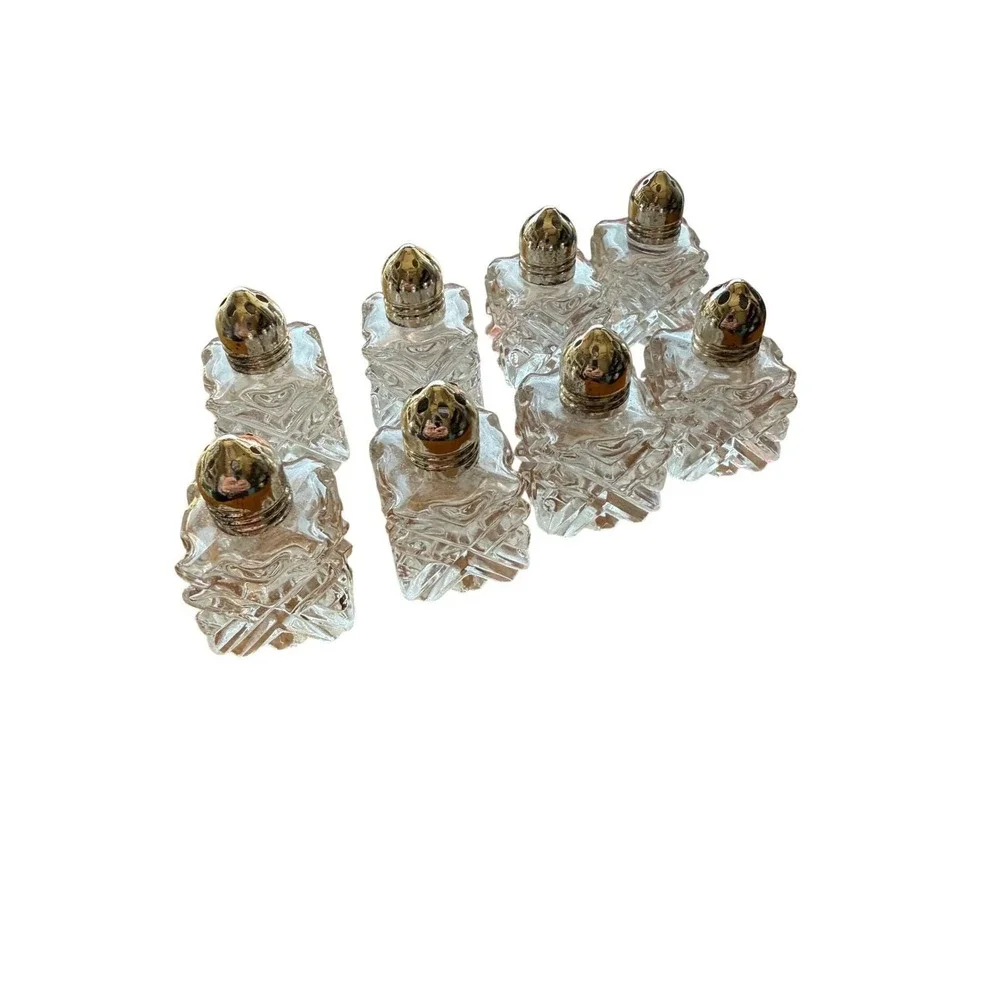 Vintage Cut Glass Individual Salt and‎ Pepper Shaker Set of 4 Made in Japan
